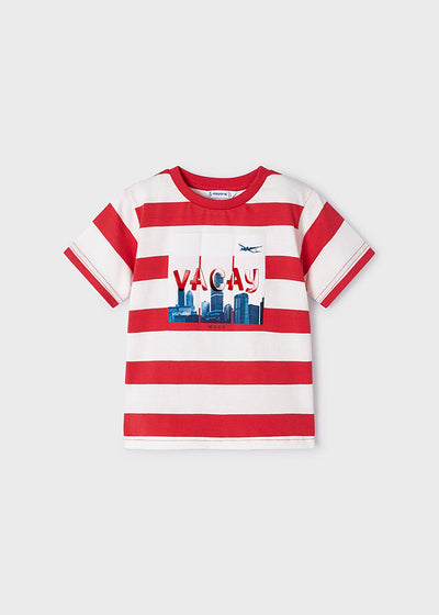 Boys Red White Stripe T-shirt by Mayoral