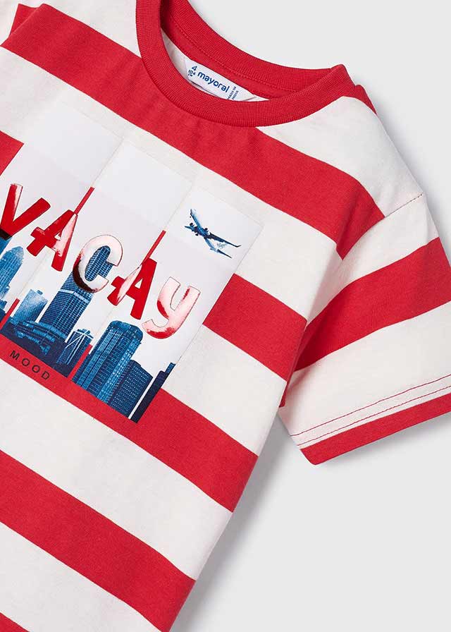 Boys Red White Stripe T-shirt by Mayoral