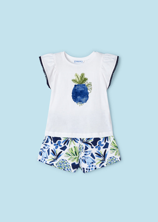 Blue Pineapple Short Set By Mayoral