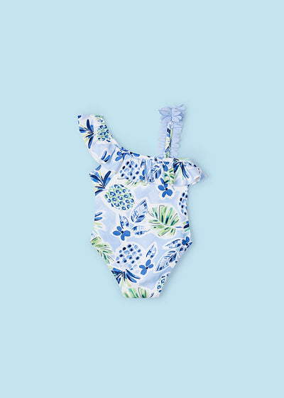 Blue Floral Ruffle Swimsuit By Mayoral