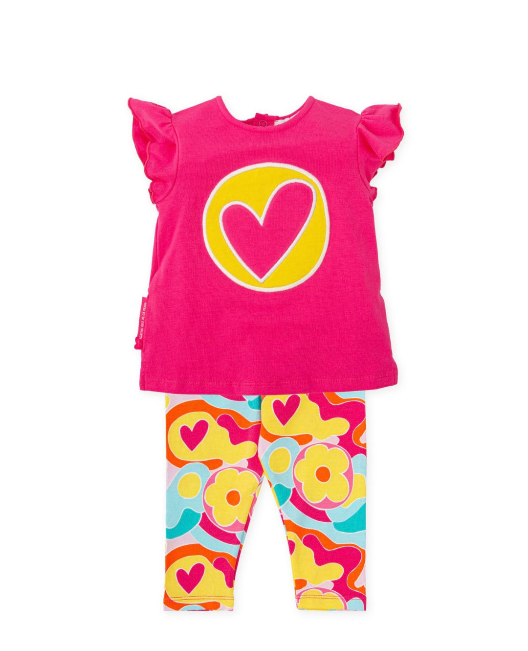 Girls Pink Yellow Cotton Legging Set by Agatha