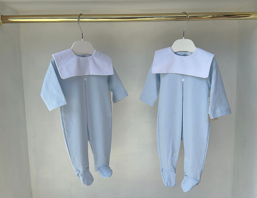 Square Trim Babygrow Blue