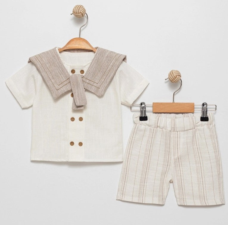 Boys Linen Sailor Short Set by Omnis Pura