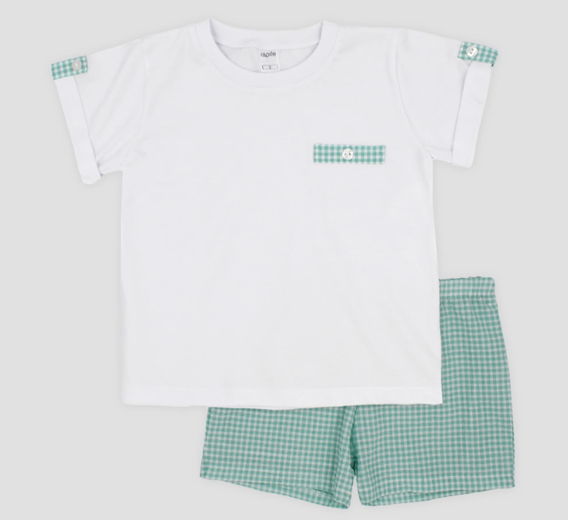 Green Check Short Set by Rapife