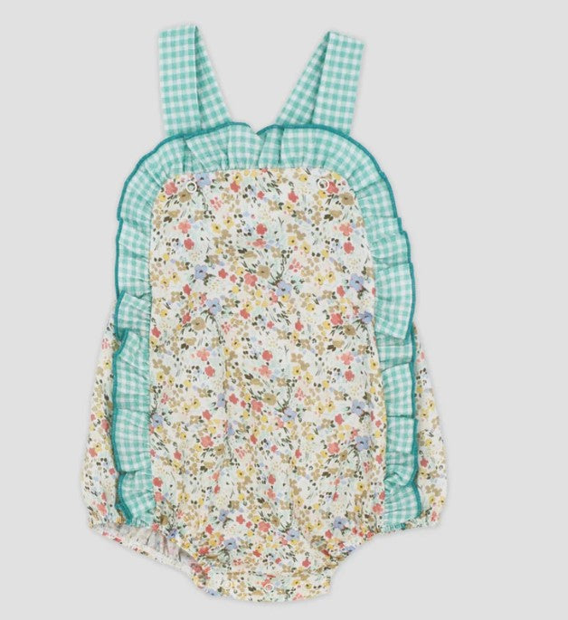 Green & Yellow Floral Romper by Rapife
