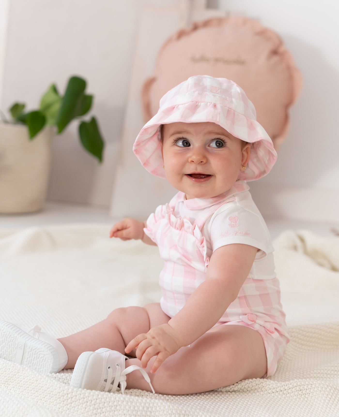 Pink Gingham Romper By Tutto Piccolo