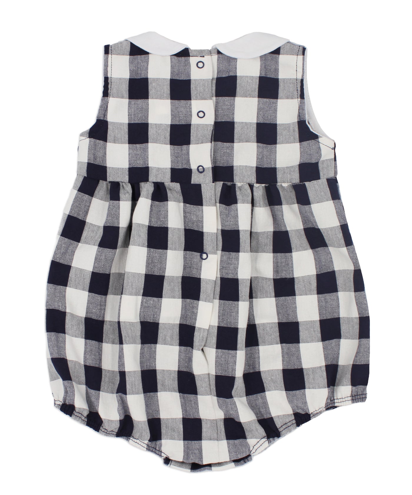 Navy Blue Gingham Peter Pan Collar Romper by Rapife