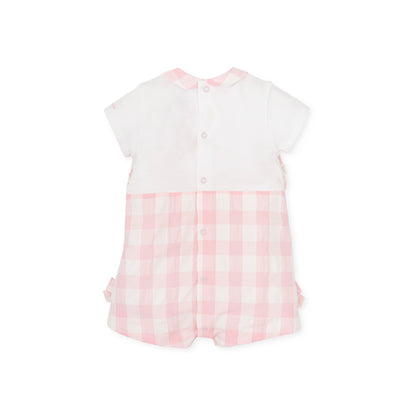 Pink Gingham Romper By Tutto Piccolo