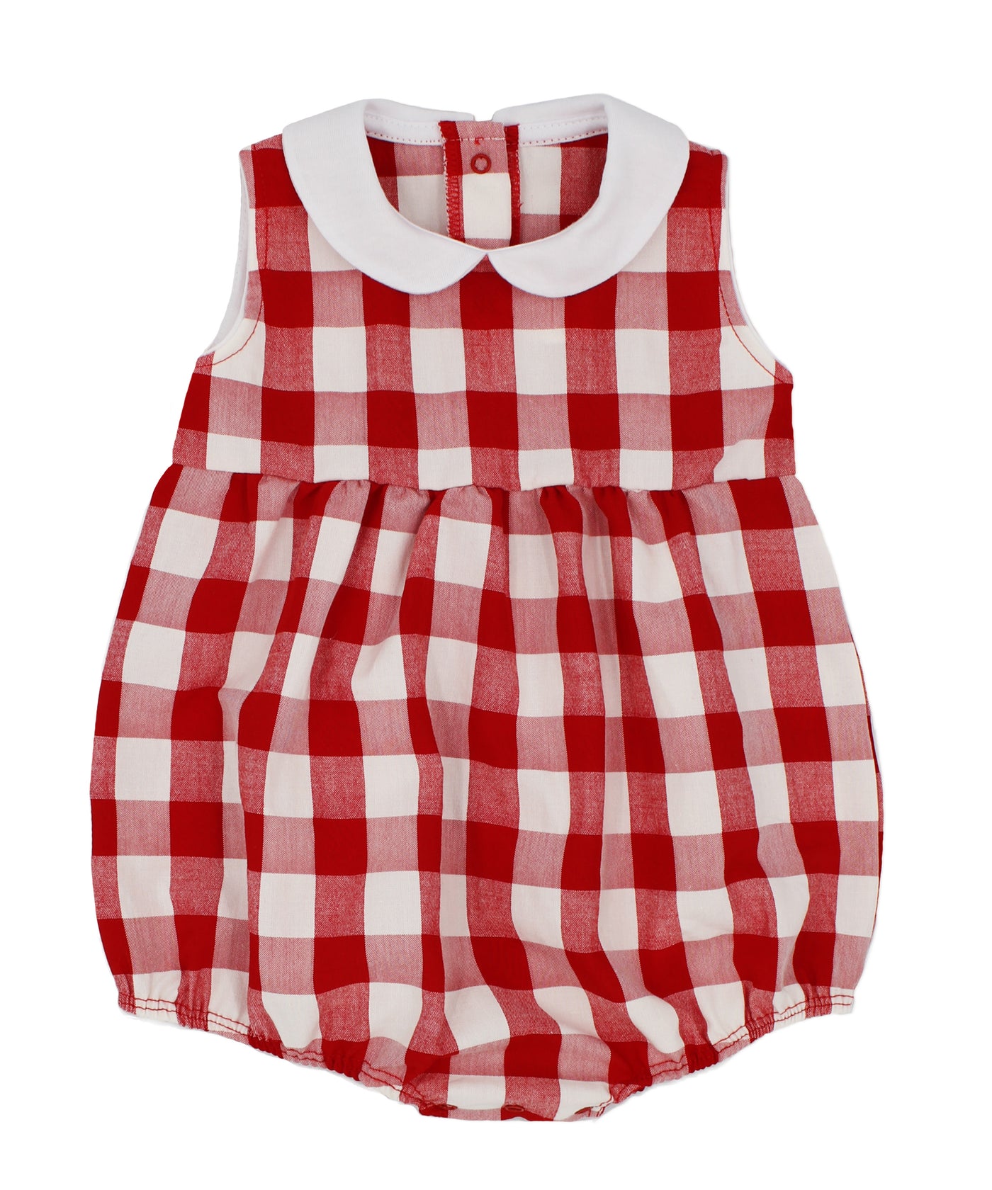 Red Gingham Peter Pan Collar Romper by Rapife
