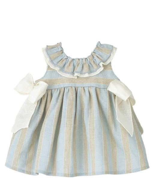 Linen Stripe Bow Dress by Calamaro