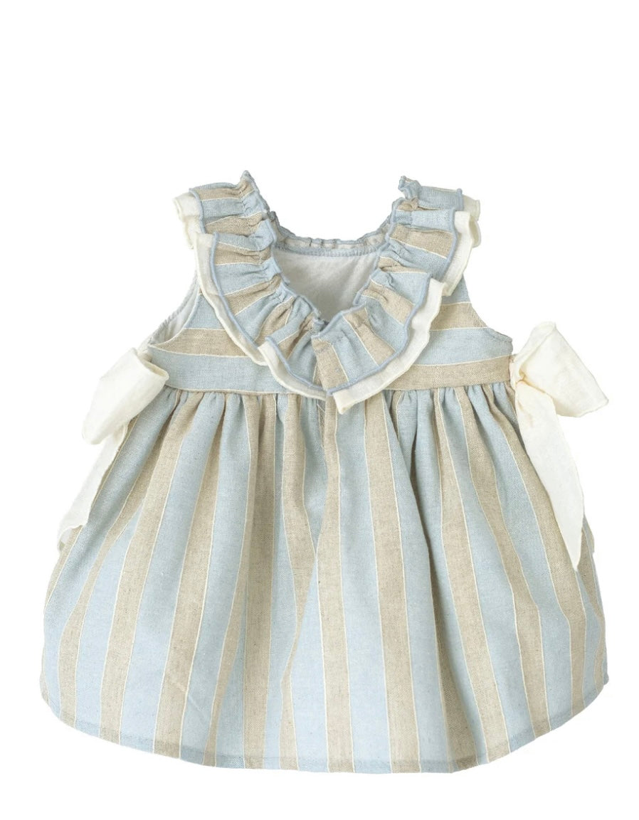 Linen Stripe Bow Dress by Calamaro
