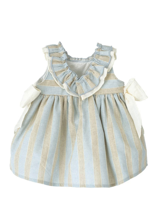 Linen Stripe Bow Dress by Calamaro