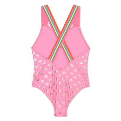 Pink Gold Shell Swim Costume by Billieblush